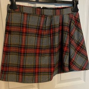 J Crew Asymmetrical Flared Plaid Mini Skirt